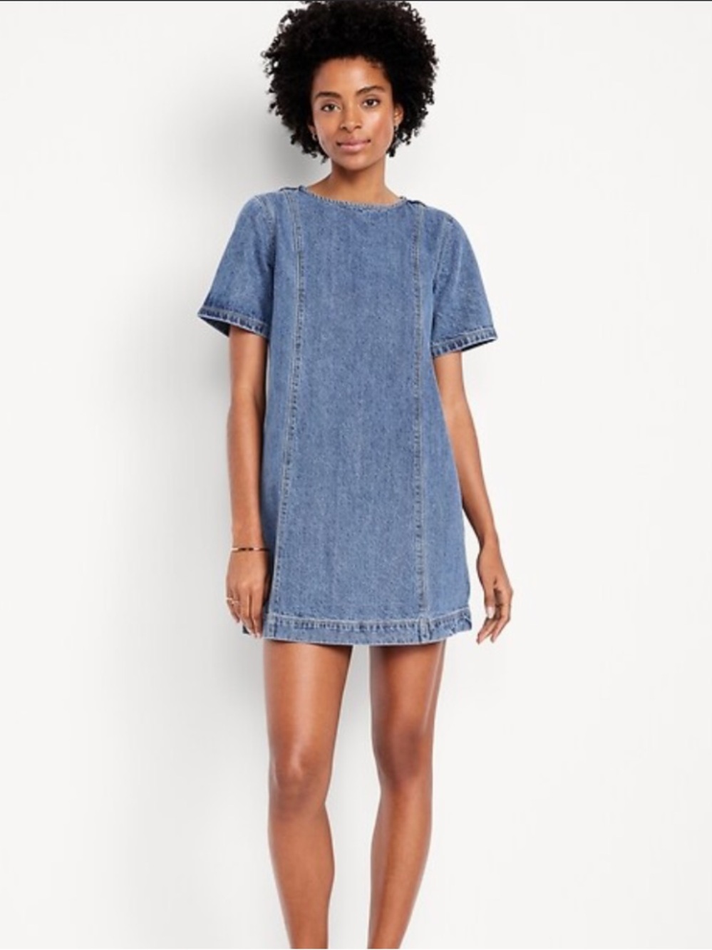 NWOT Old Navy Blue Denim Cotton Zip Back Mini Dress